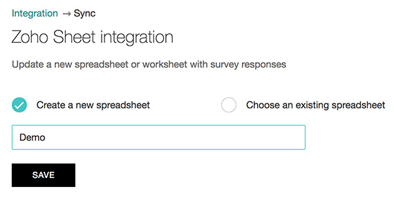 Zoho Survey integration with Zoho Sheet