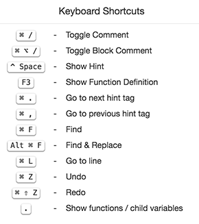 Detailed keyboard shortcuts in trigger function