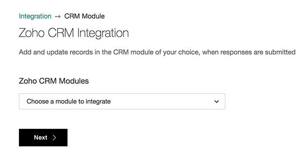 Select a Zoho CRM module