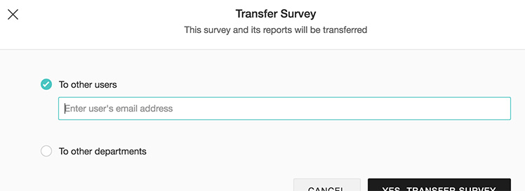 Transfer survey feature