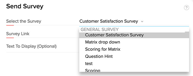 Send a survey from Zoho CRM