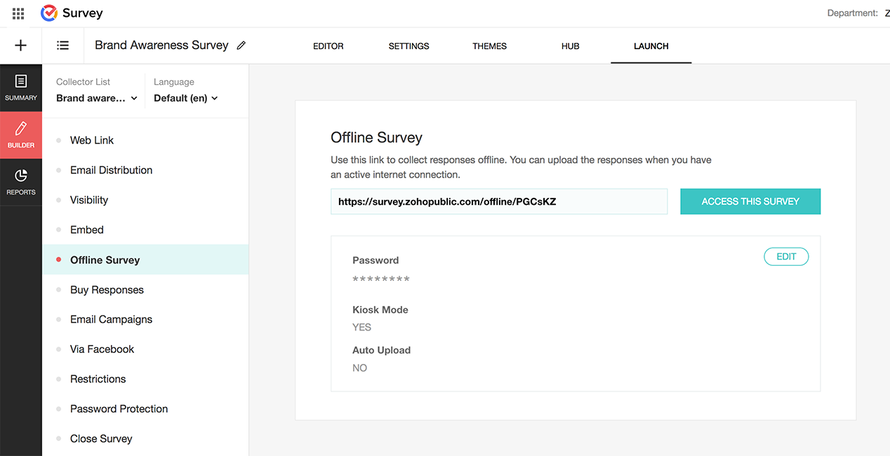 Offline survey edit settings