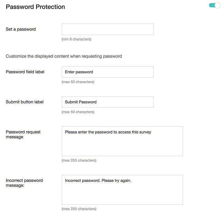 Password protection in Zoho Survey