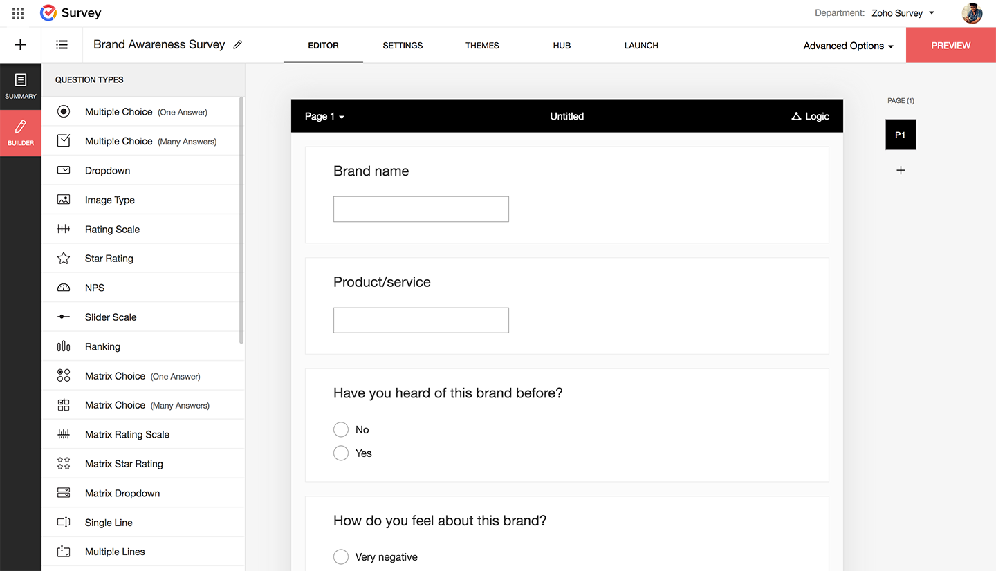 Zoho Survey builder
