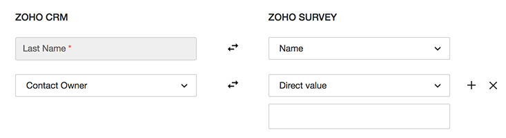 Map fields in Zoho Survey with Zoho CRM