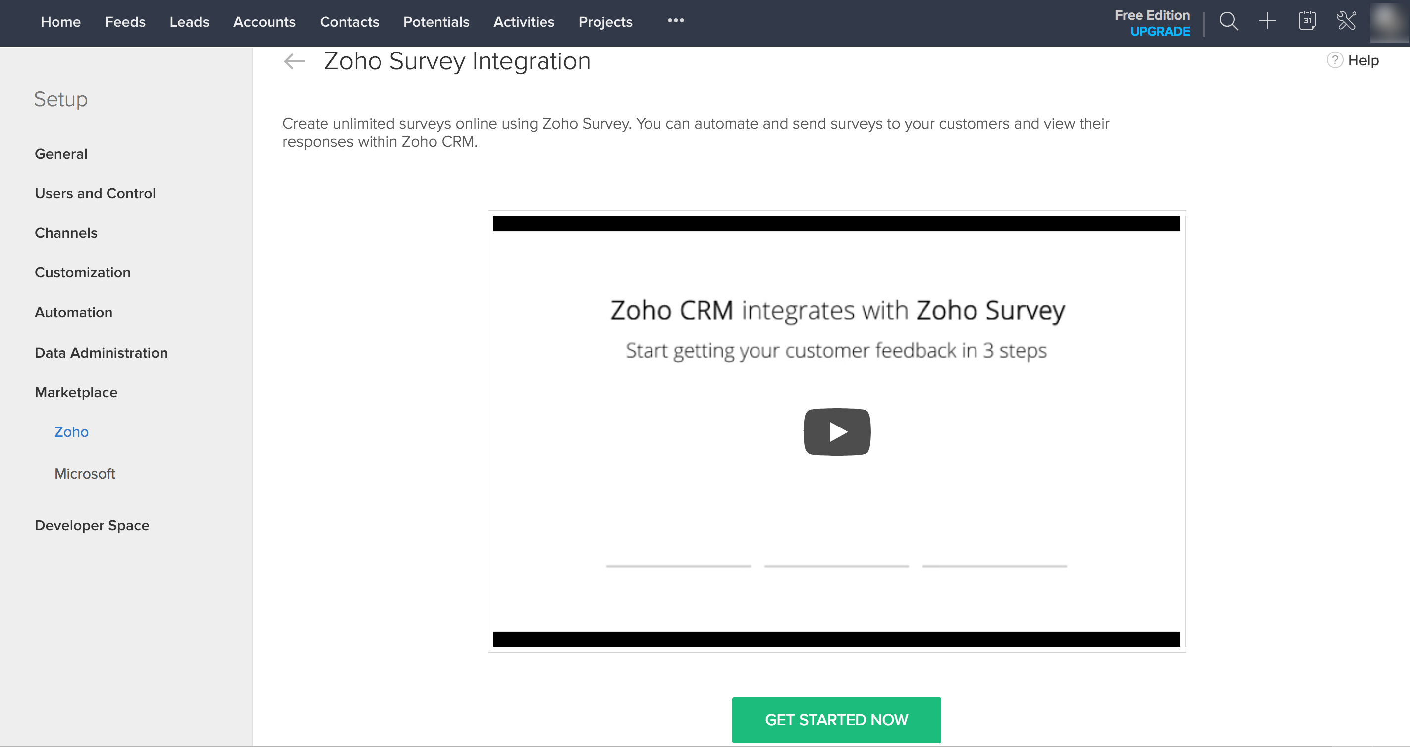 Get started with Zoho CRM integration