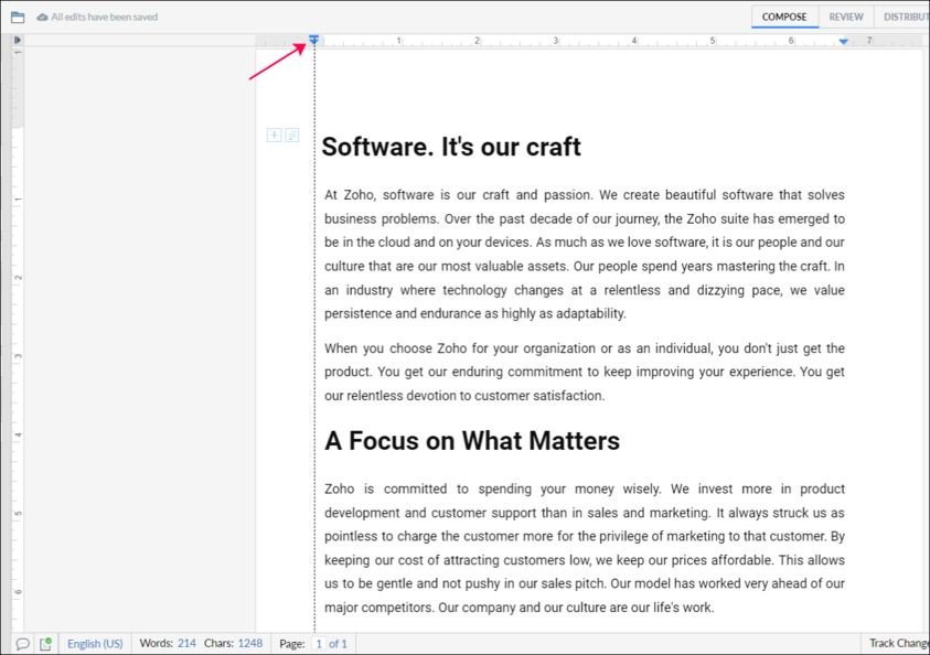 Set Indent Using Ruler