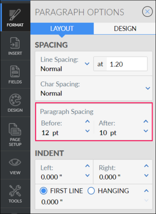 Change paragraph spacing