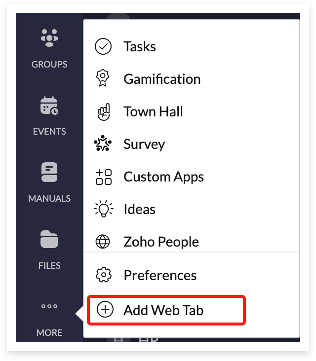 Select Add Web Tab from the list of options.