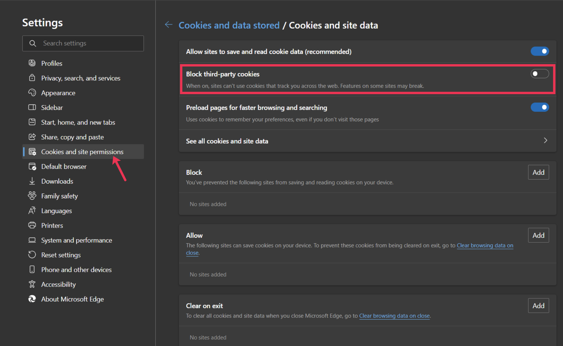enable cookies in browser