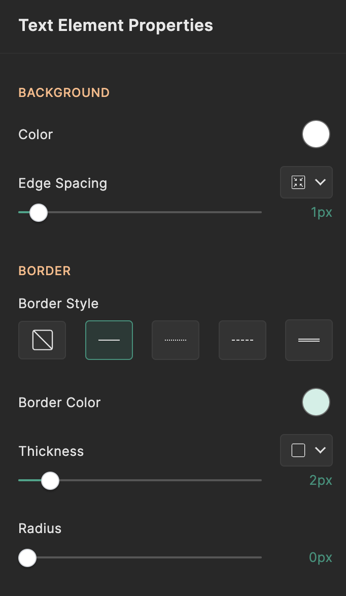 Text Element Properties 