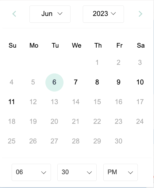 Live form Calendar