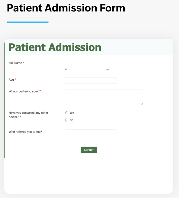 Patient Admission Form