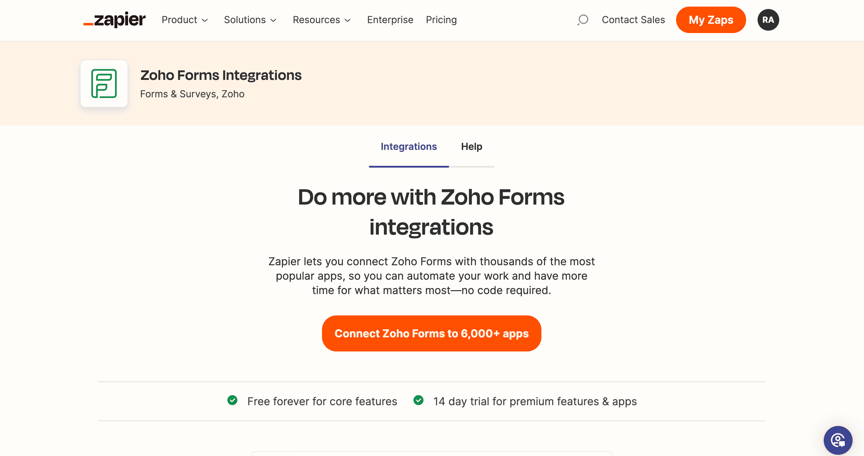 Zapier Integration Page