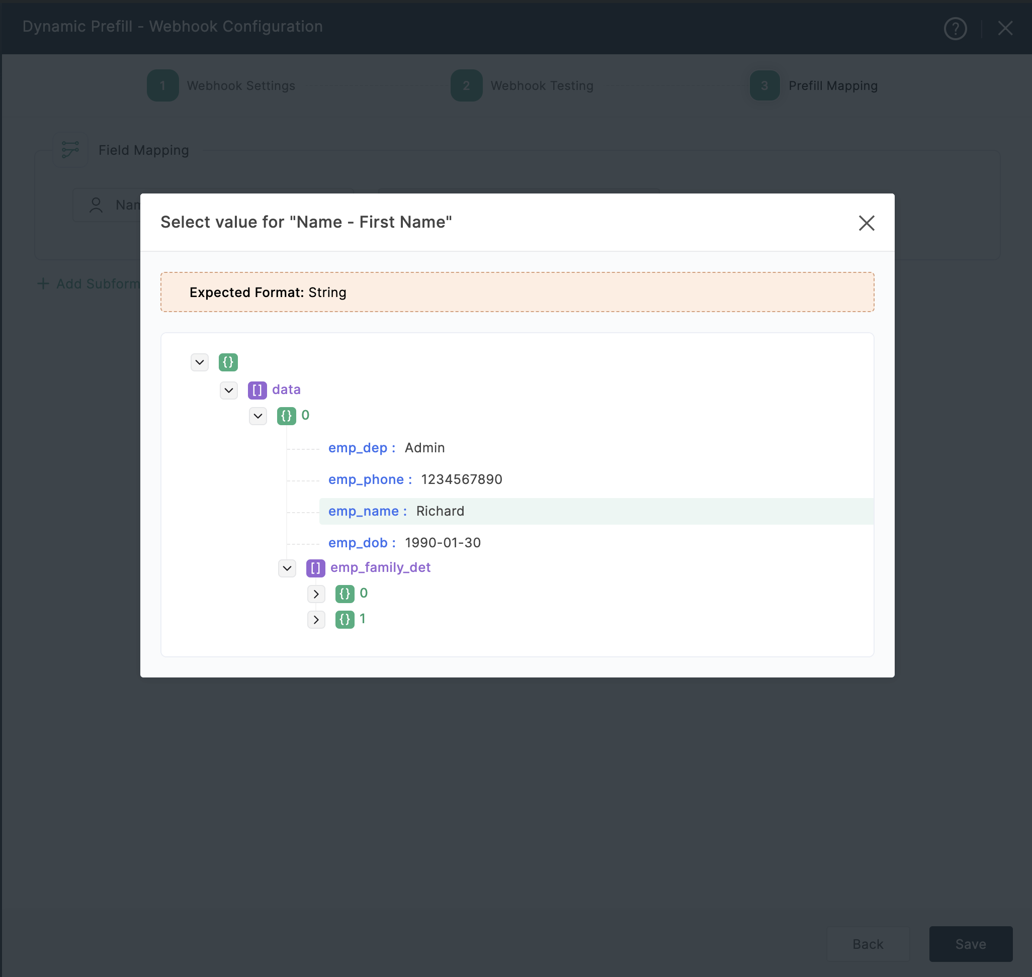 Identify the JSON key to map