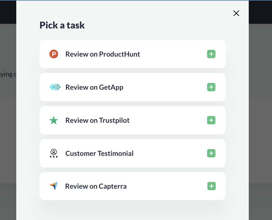 Reviews-based tasks