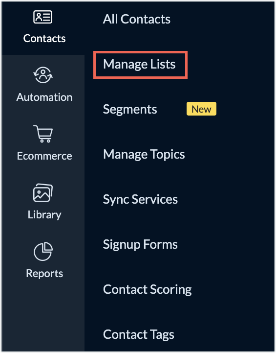 manage list option