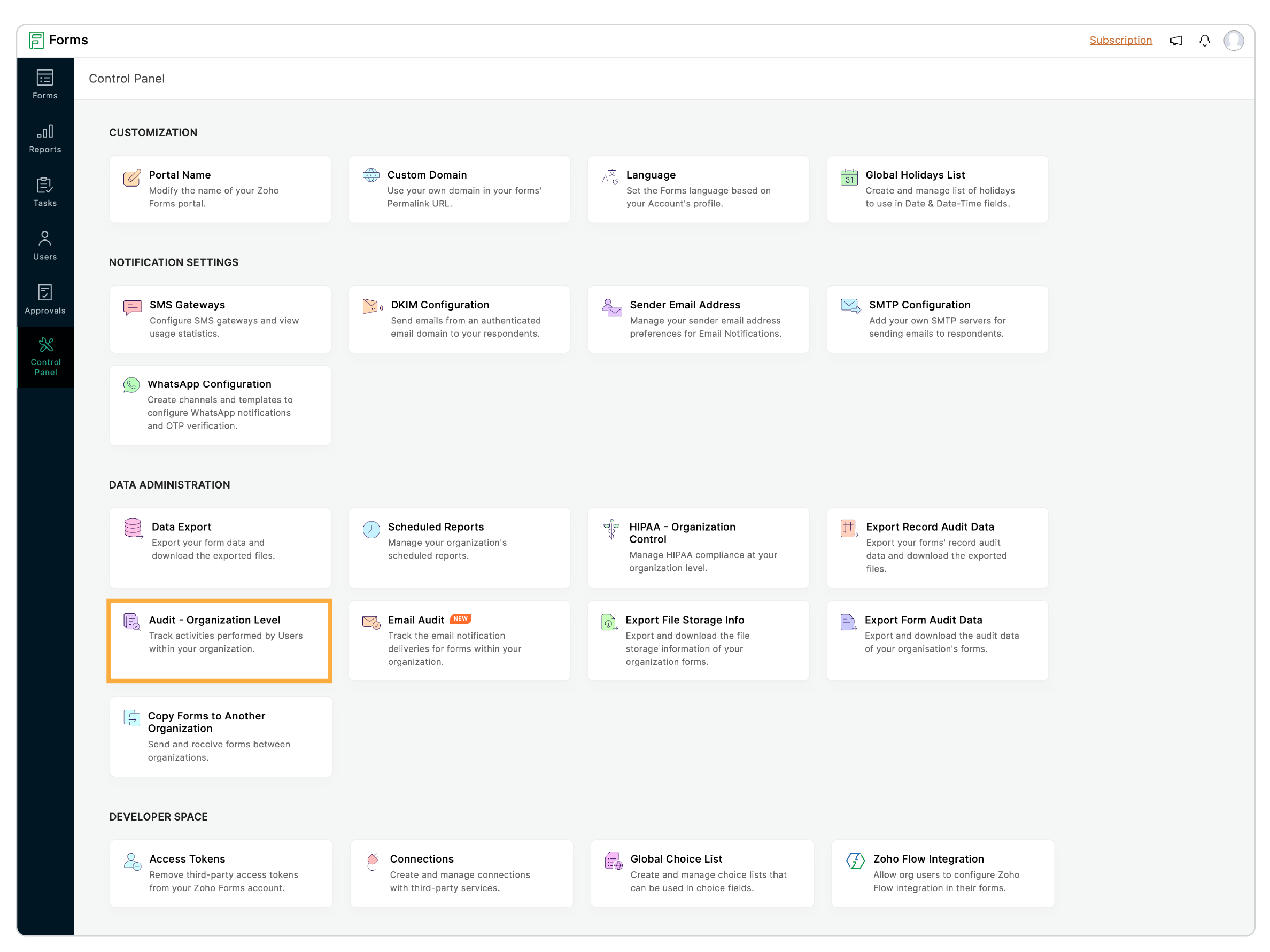 Click Audit - Organization Level