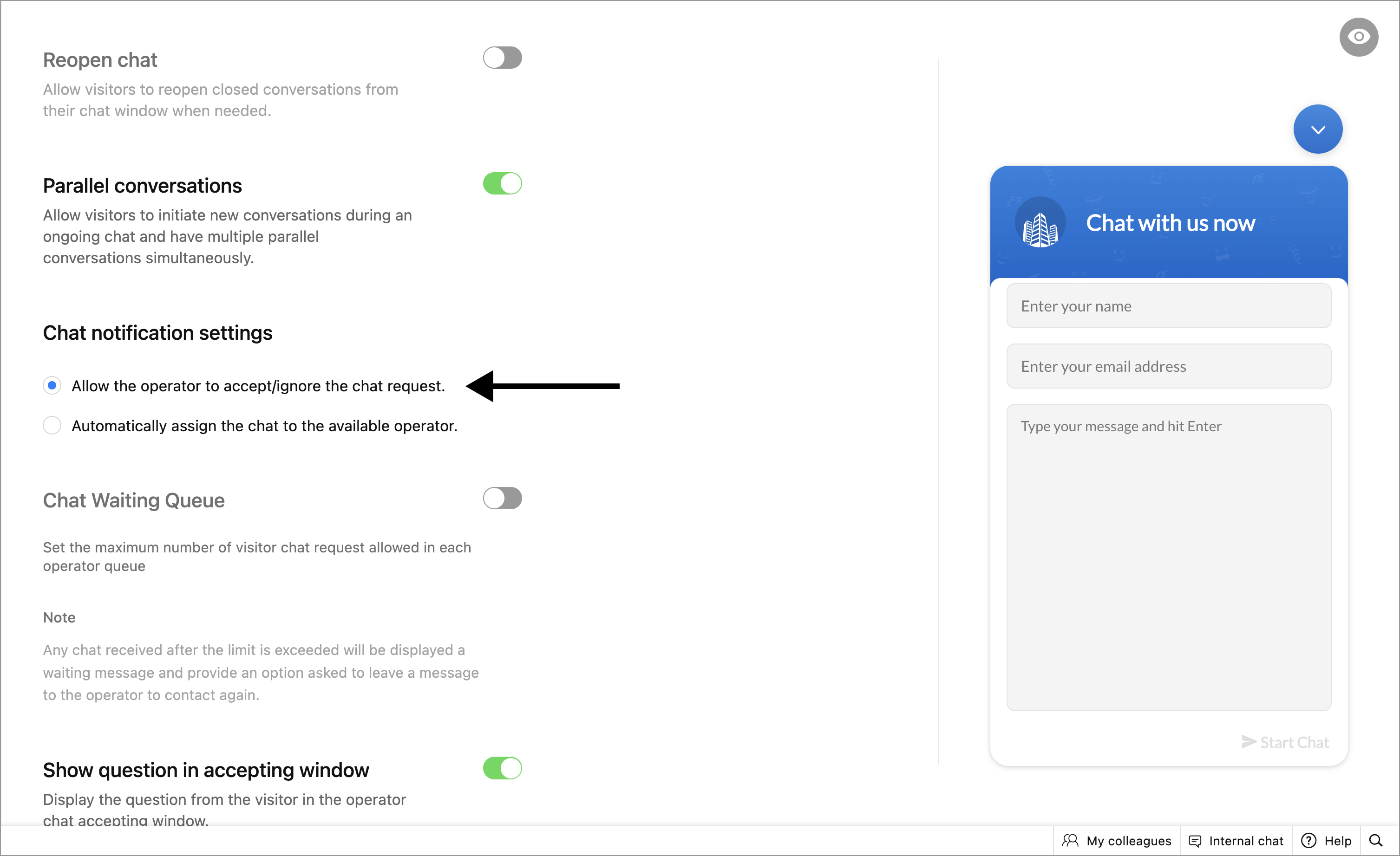 Set chat window flow Zoho SalesIQ