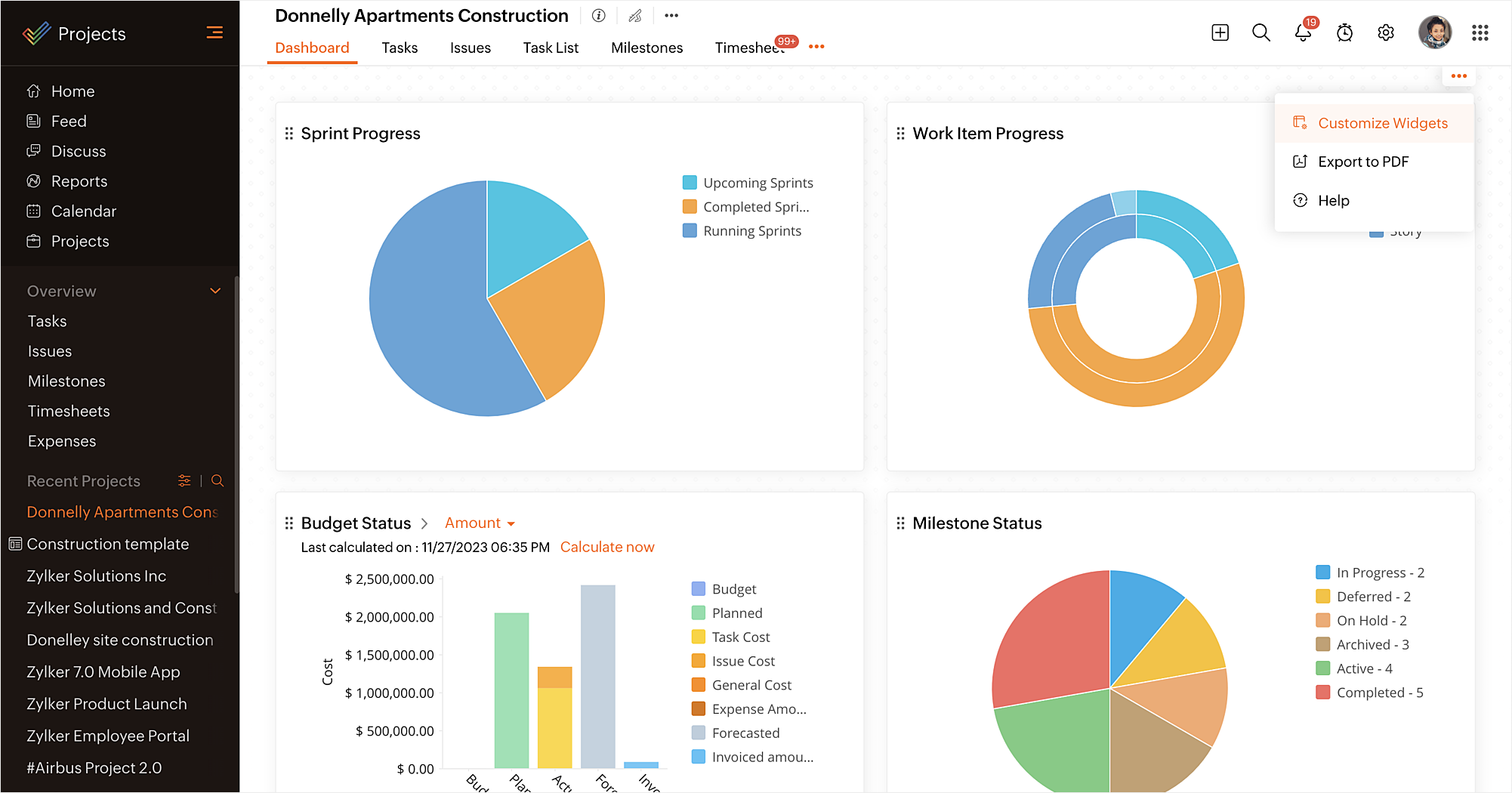 Zoho People Dashboard