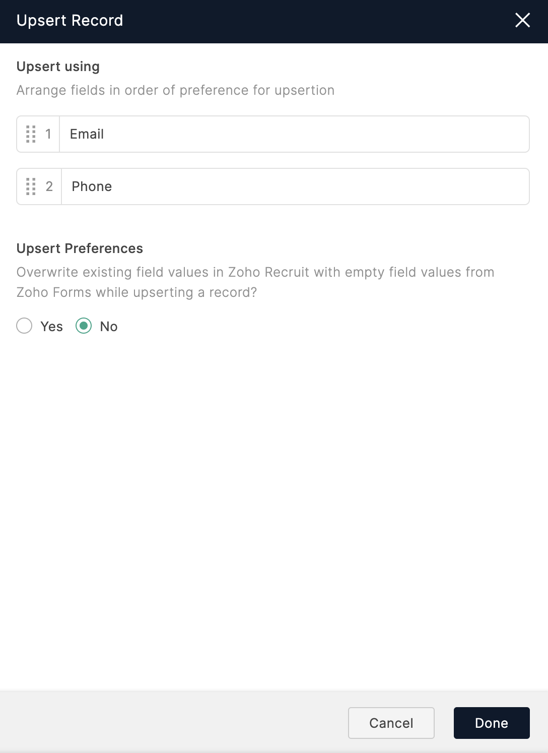 Configuring Upsert Record