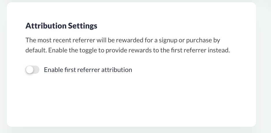 Attribution settings section