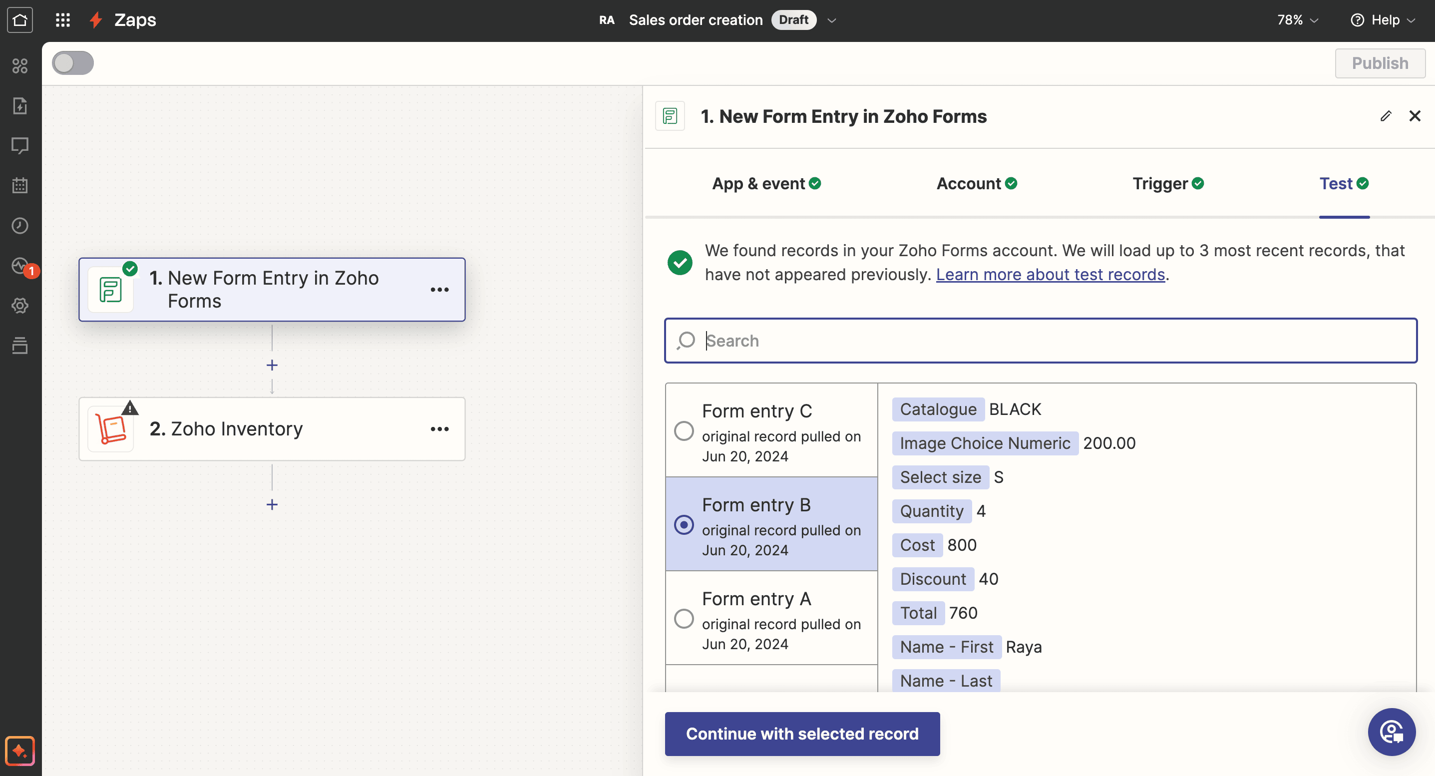 Testing Zoho Forms Configuration