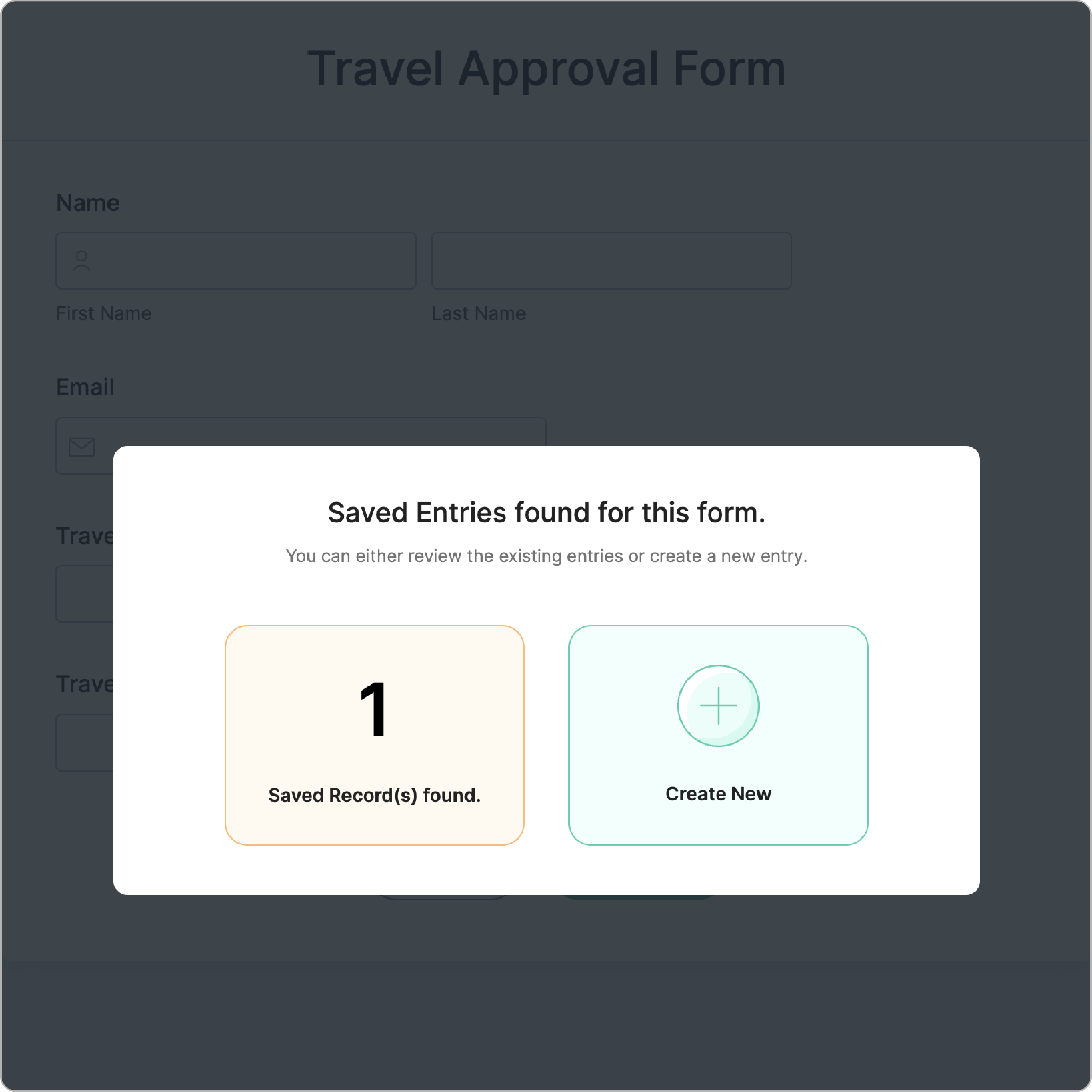 Saved entries found
