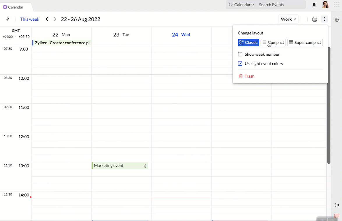 Customizing Calendar appearance Zoho Calendar