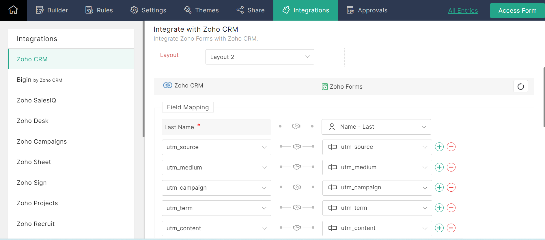 Zoho Forms- Zoho CRM integration