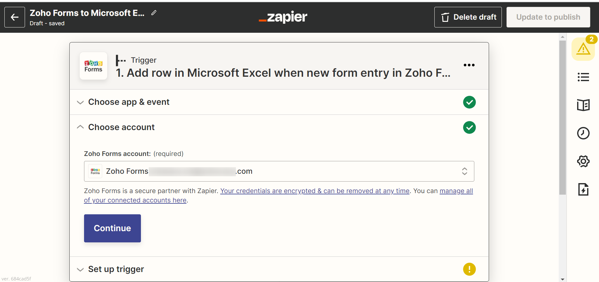 Select Zoho Forms account