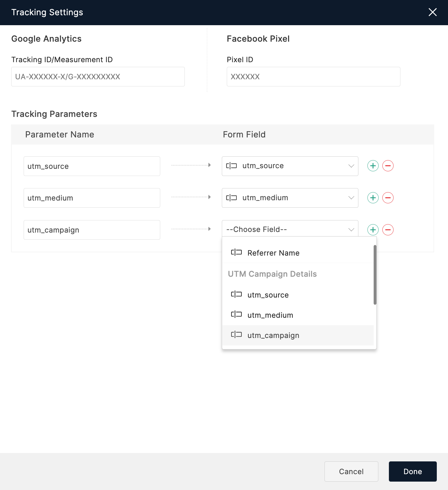 Tracking Settings