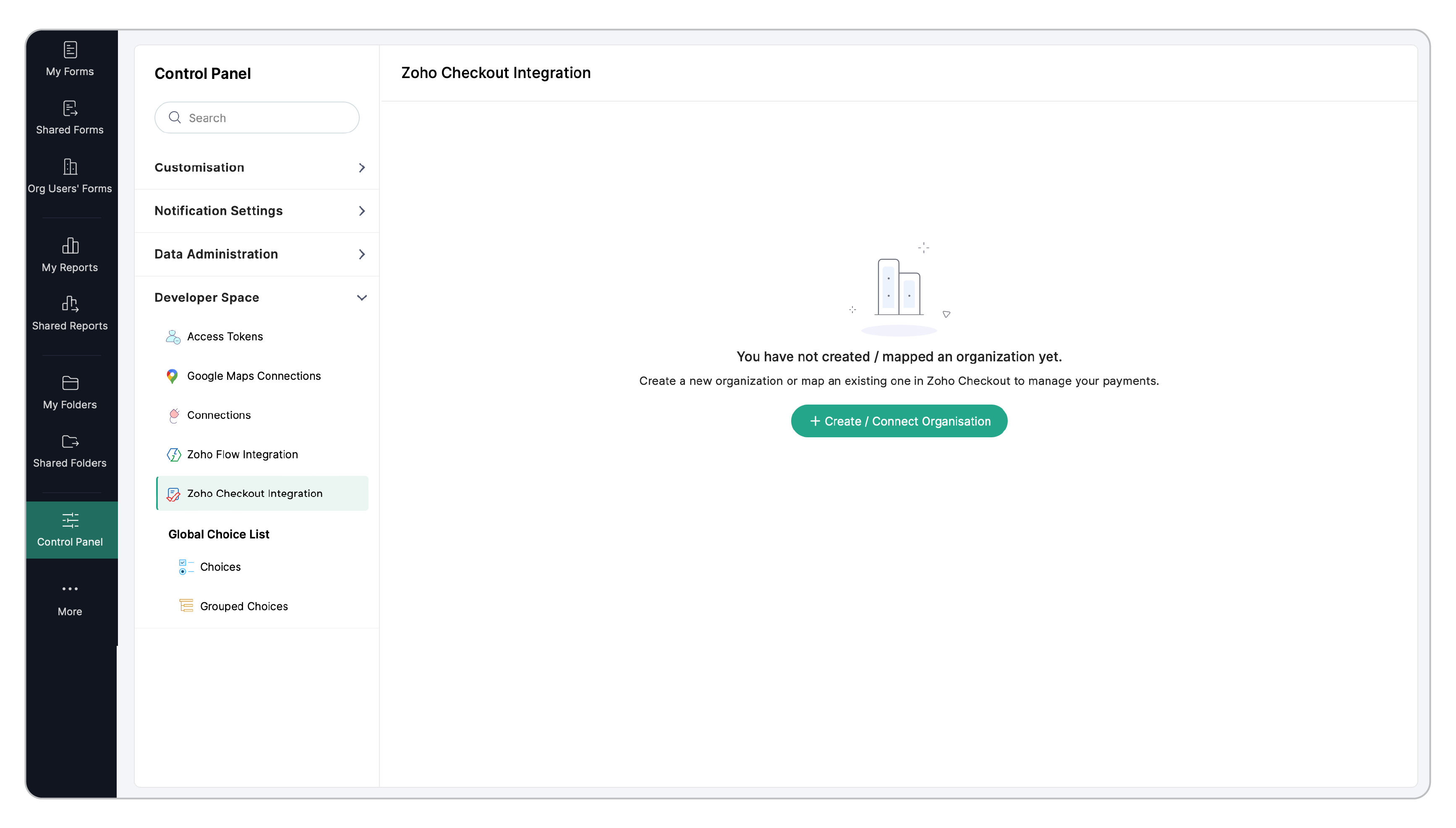 Create or connect an organization