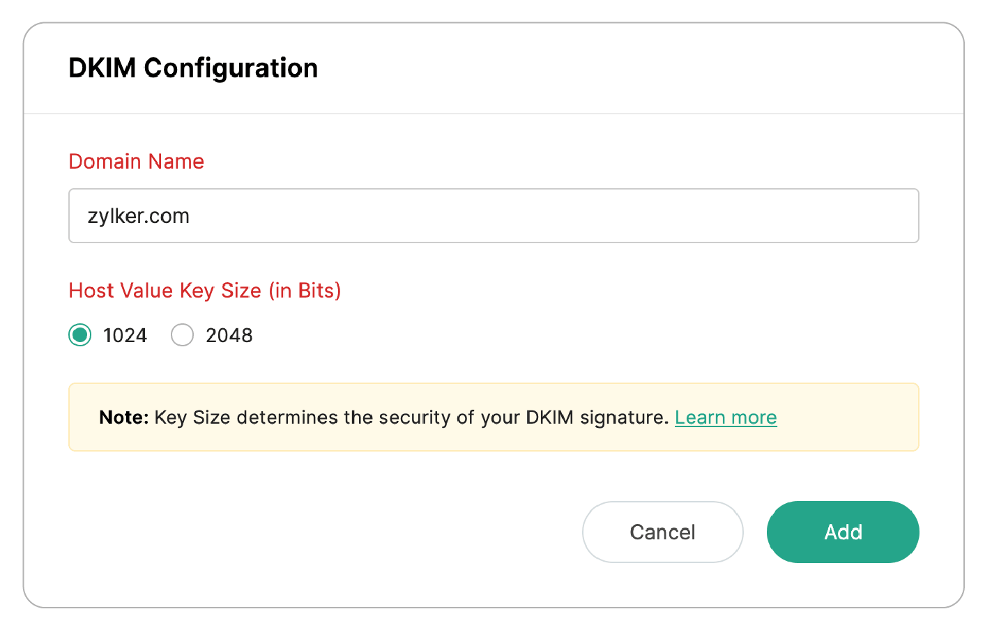 Configuring Domain Name and Key Size