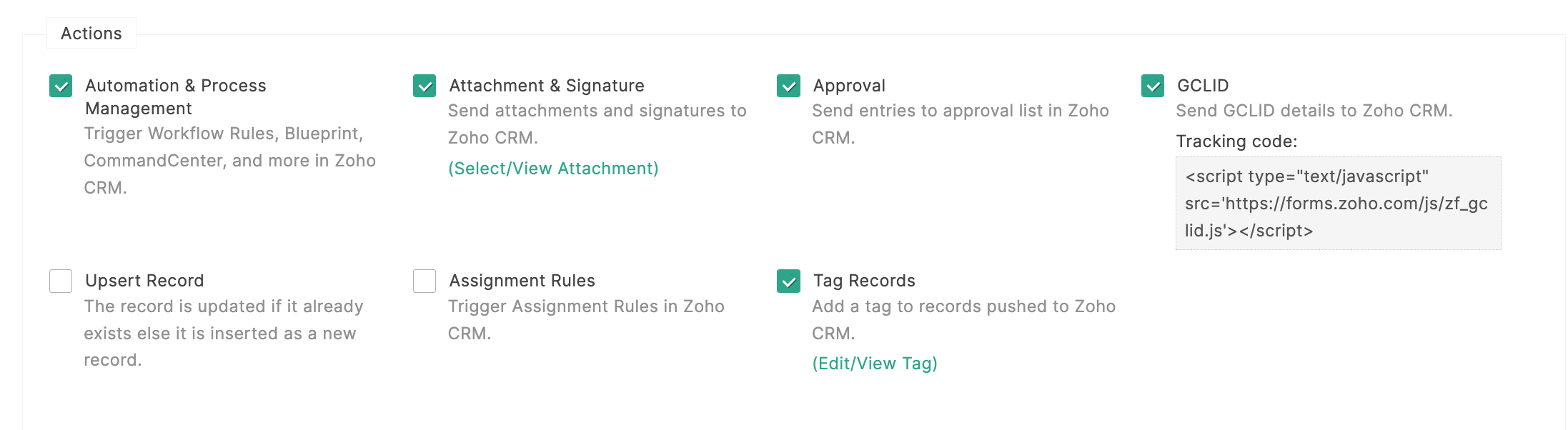 Trigger Actions in Zoho CRM