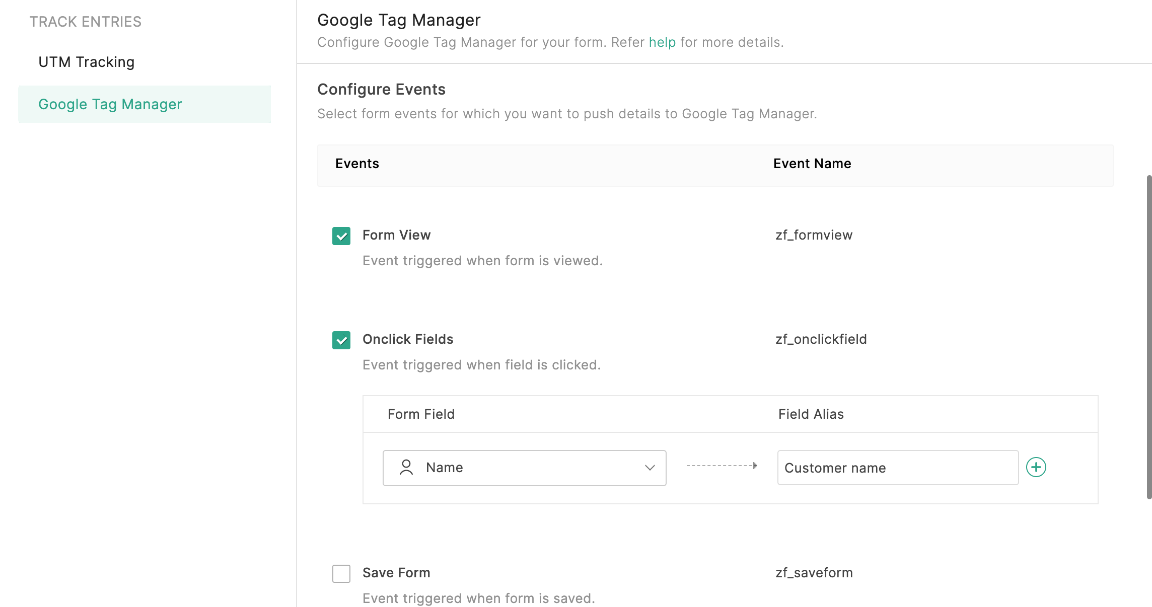 Enable the event in Zoho Forms