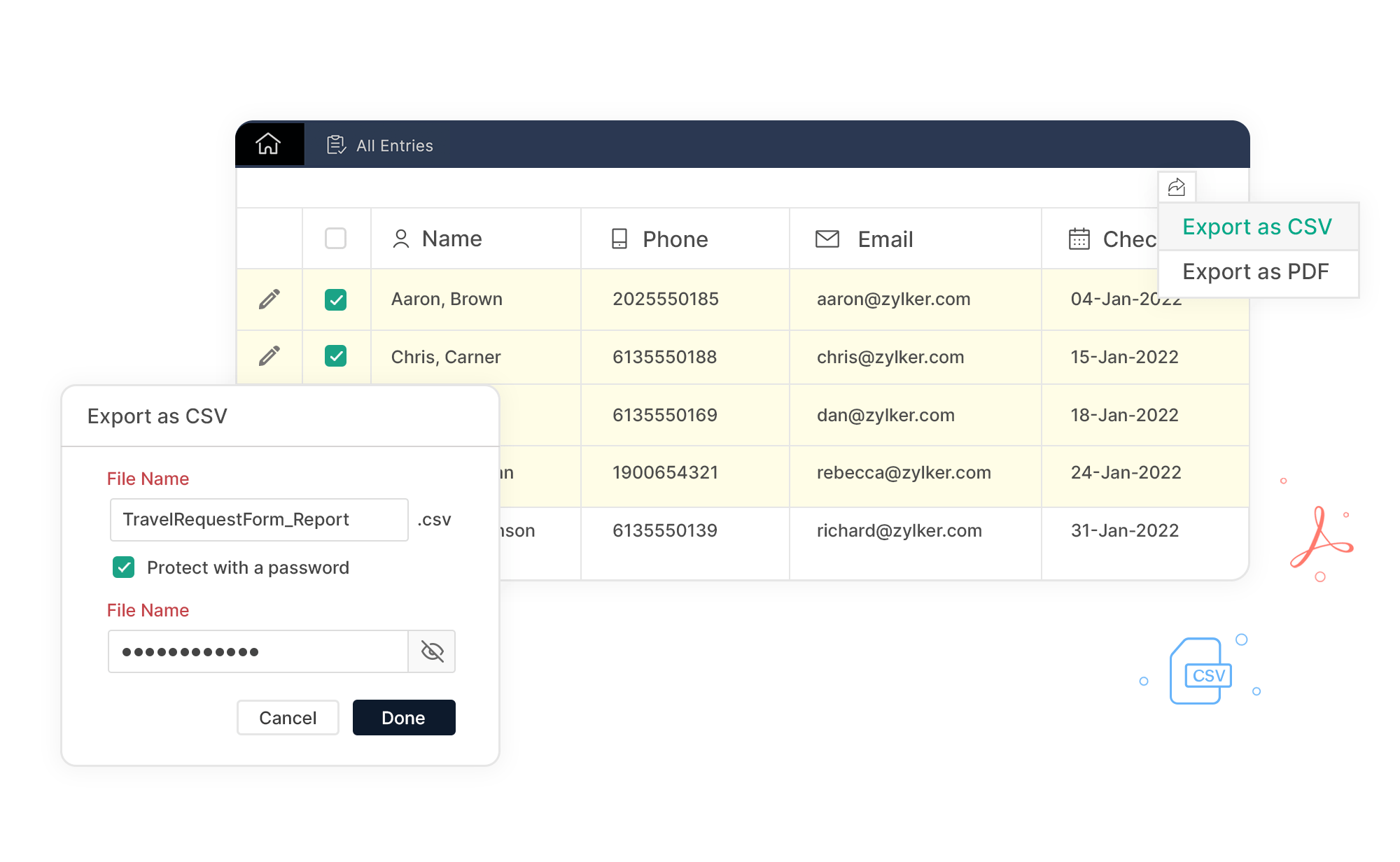 Form Entries | Exporting Form Entries - Zoho Forms