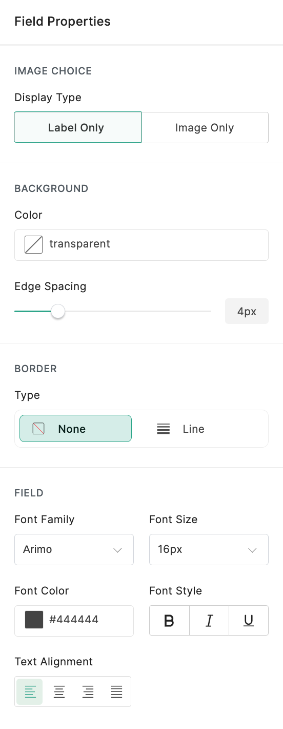 Image Choices Field Properties