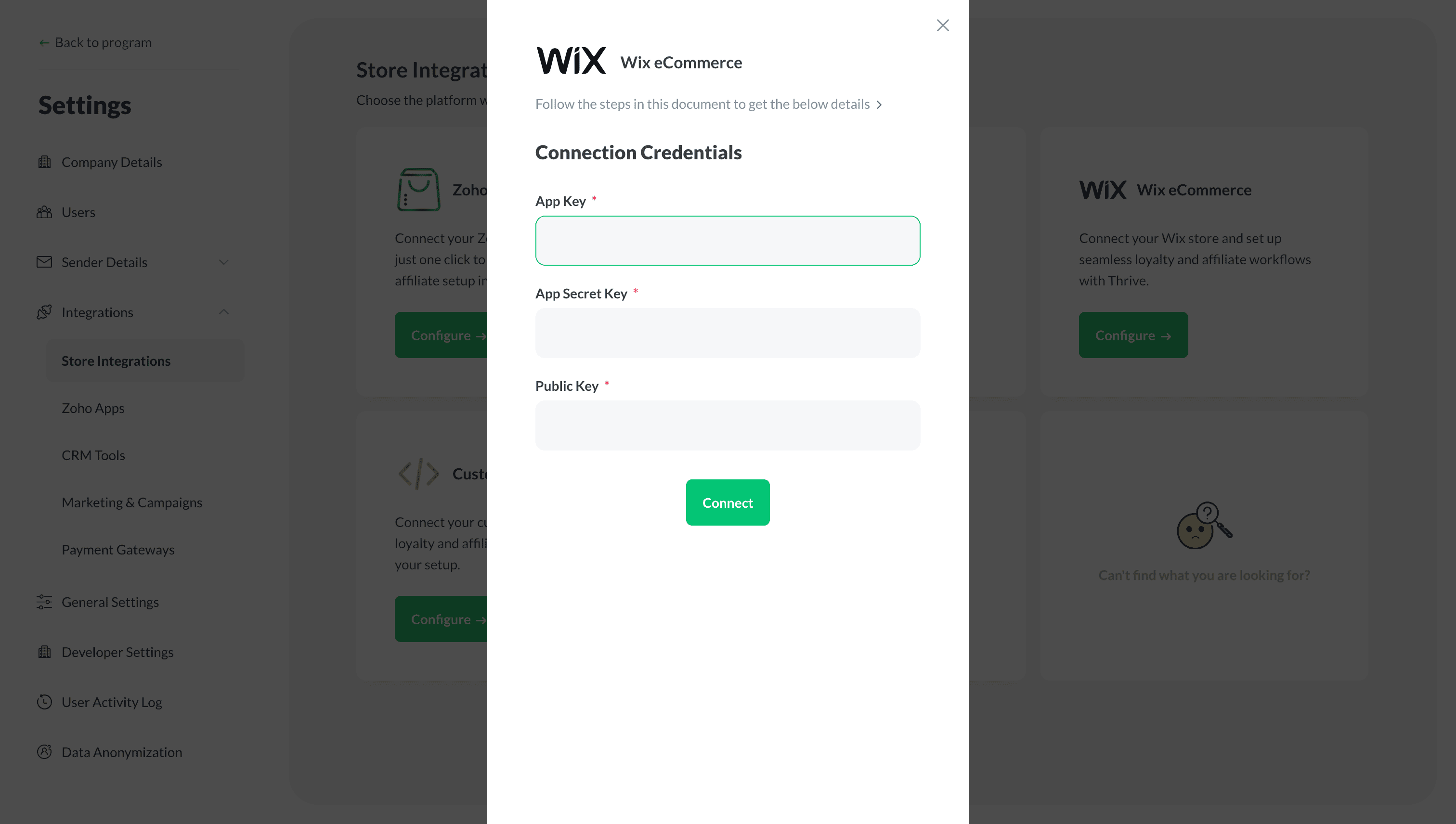 Zoho Thrive - Wix Integration