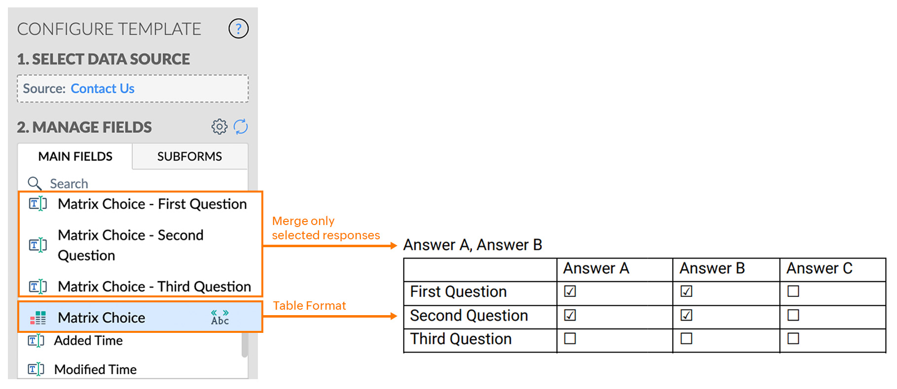 Merge Matrix Choice