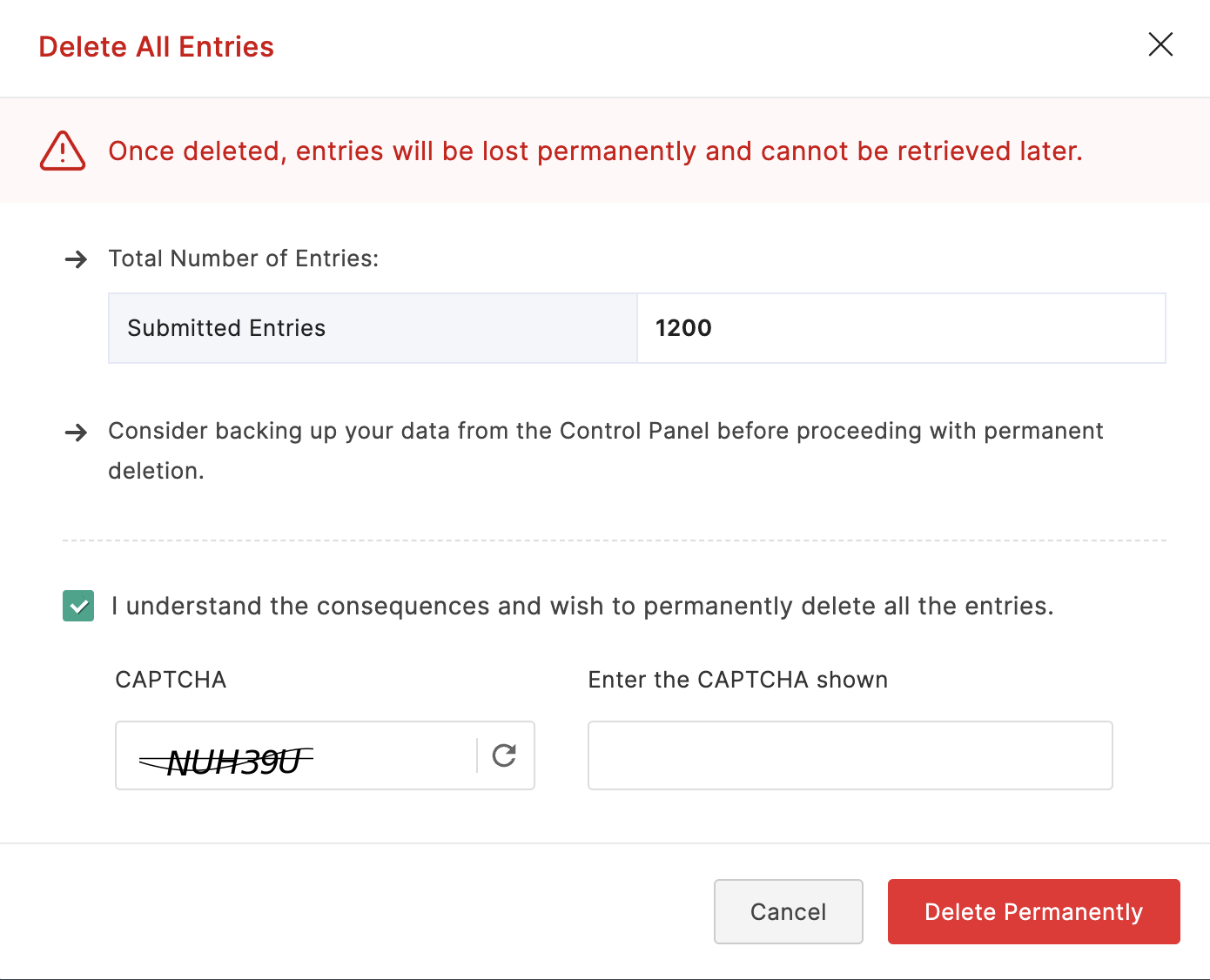 Deleting all entries