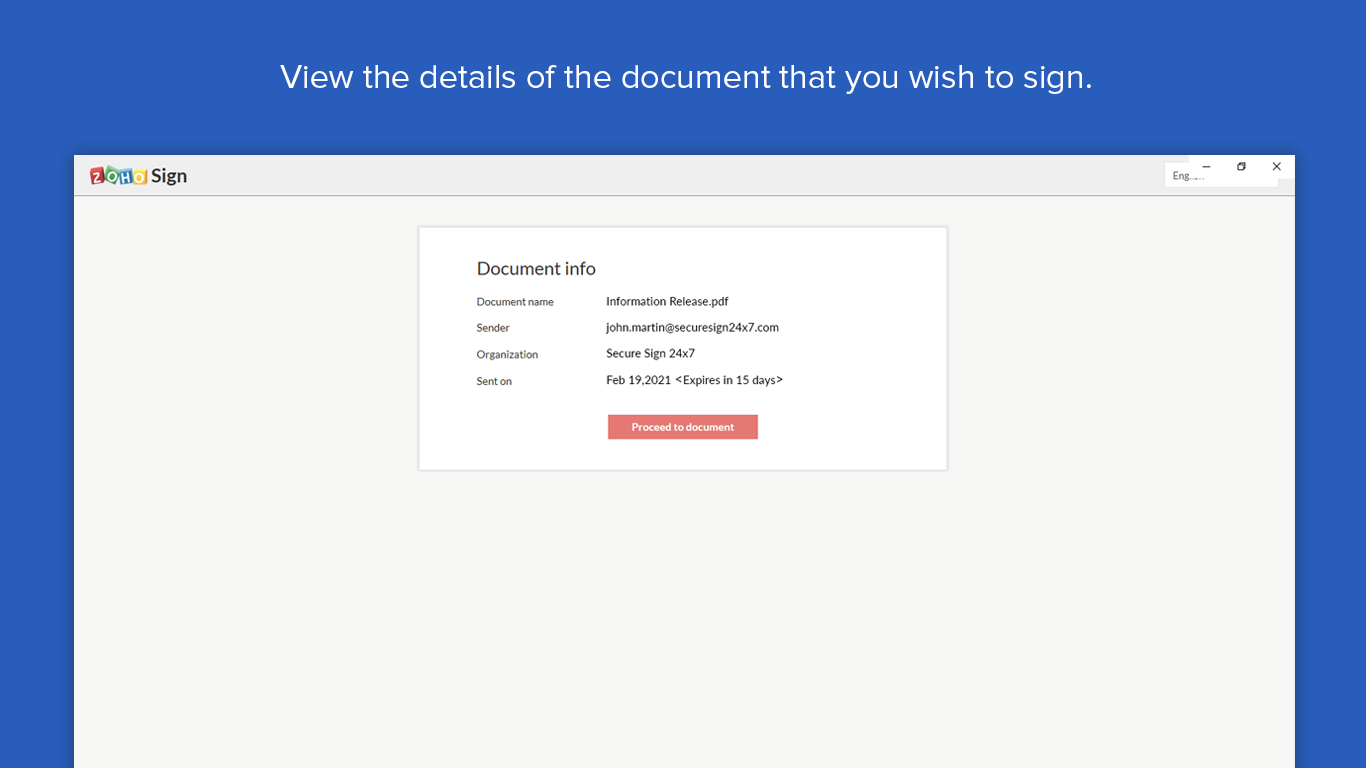 View the details of the document that you wish to sign.