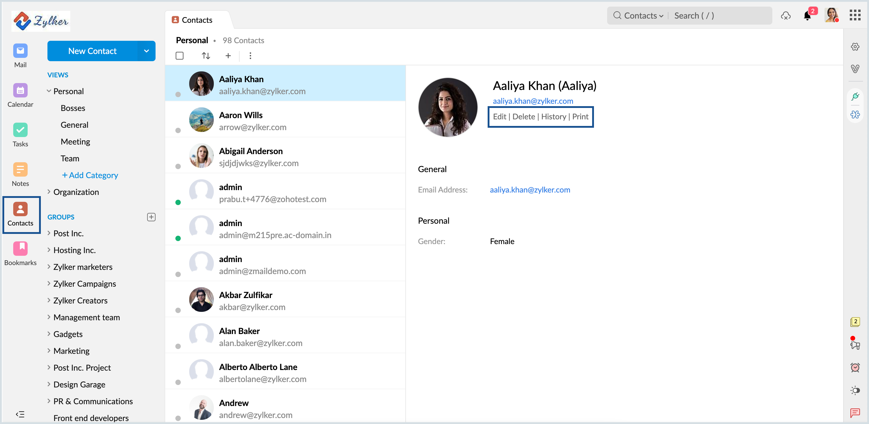 Panorama last straal How to add multiple contacts in To/ CC/ Bcc | Zoho Mail
