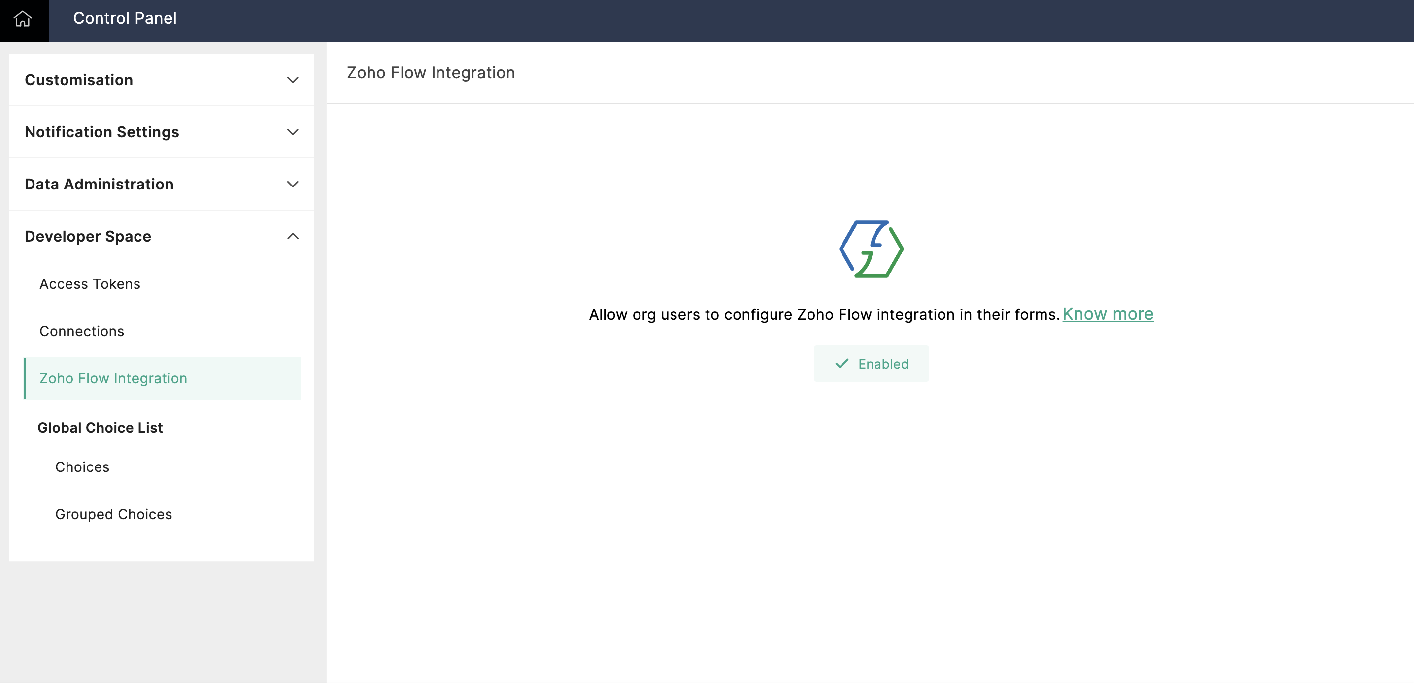Enable Zoho Flow Integration