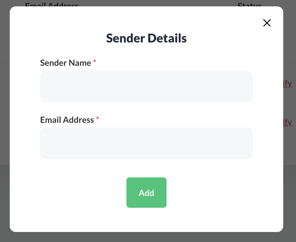 Sender details pop-up