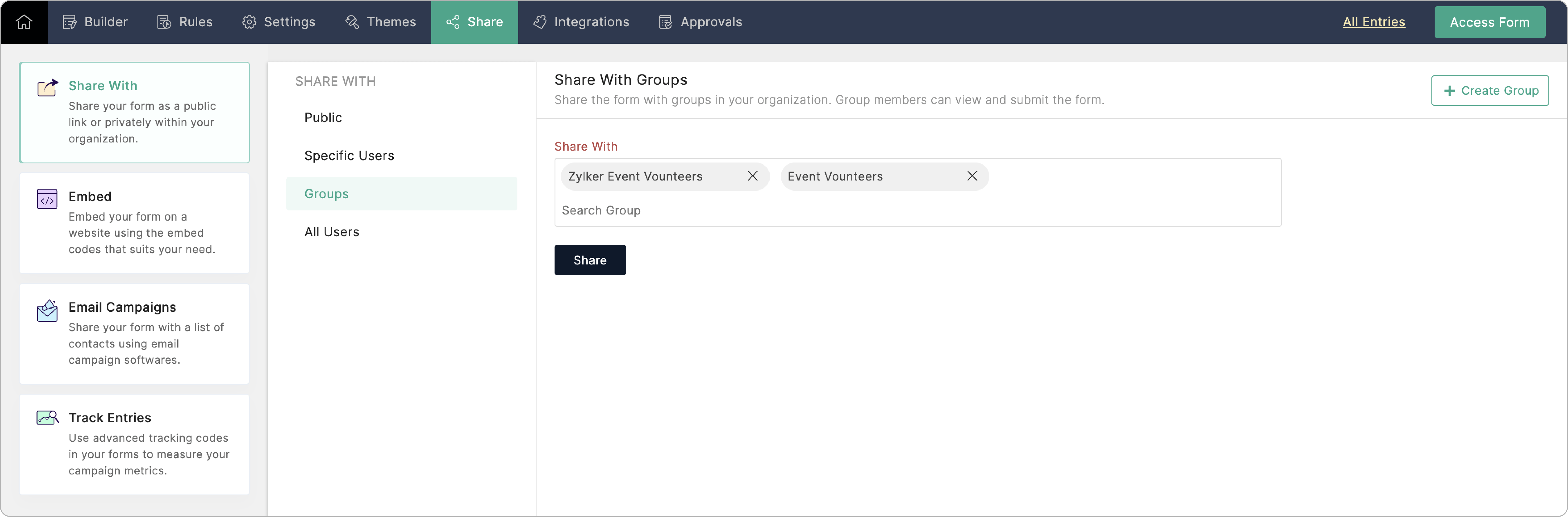 Select the groups