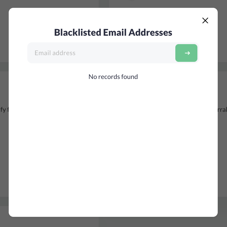 Blacklist email address details