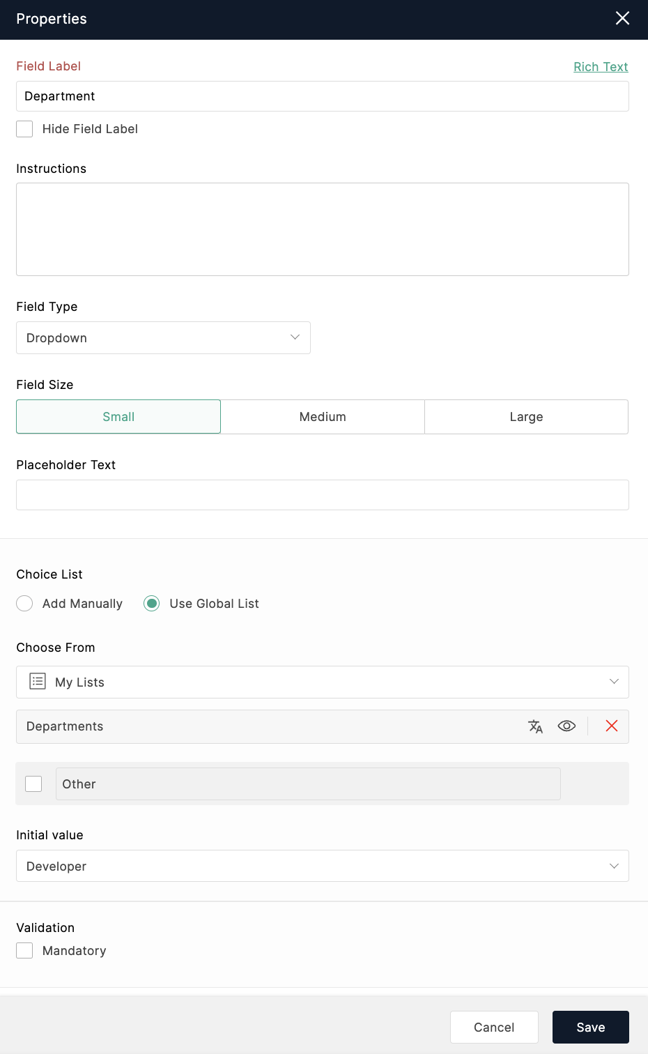 Initial Value setting