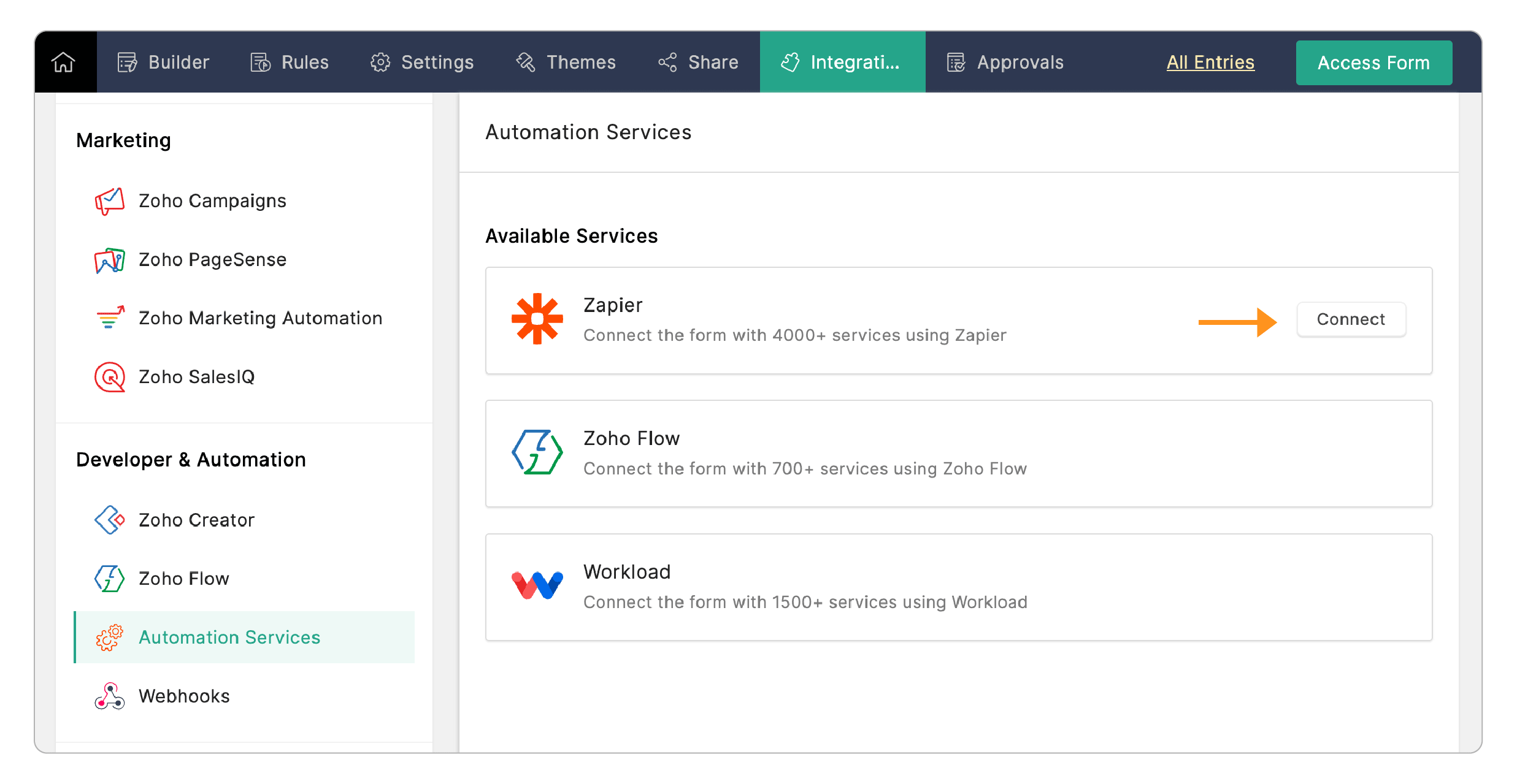 Connecting with Zapier