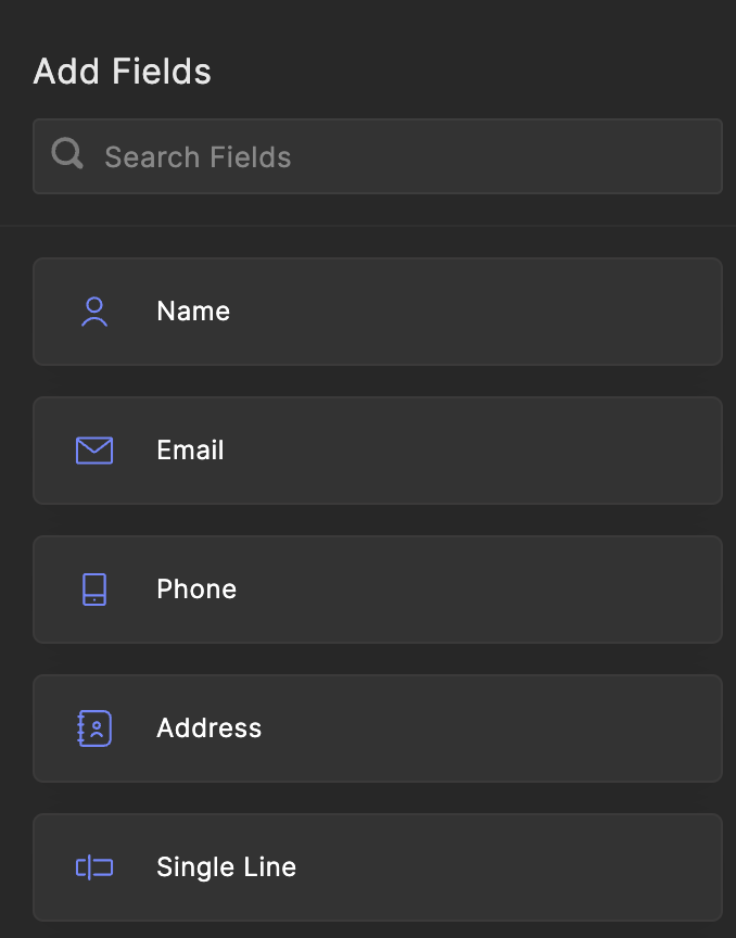 Fields in email editor